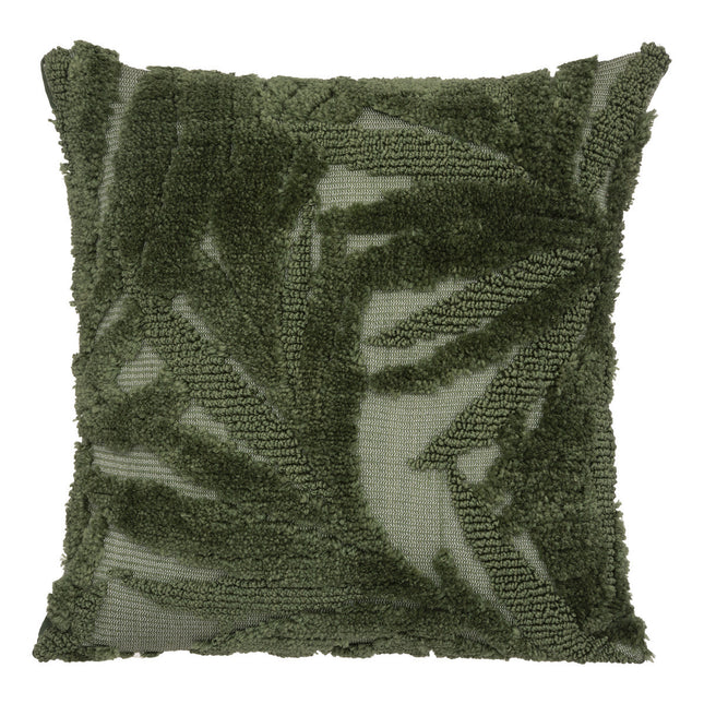 Almohada de algodón "Miska" patrones verde capitoné 45x45cm - 188542A