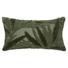 Almohada de algodón "Miska" patrones verde capitoné 30x50cm - 188543A