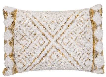 Almohada de algodón "Miska" marfil con motivos tufting 30x50cm - 188543B