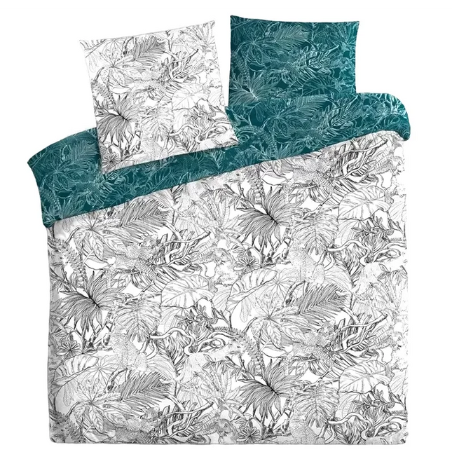 Juego de cama capitoné de algodón 260x240cm "Jungle" - 188557