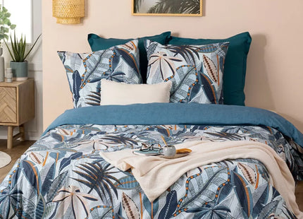 Juego de cama "Nikau" azul de algodón 240x220cm - 188561A