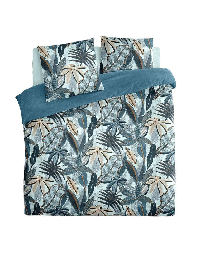 Juego de cama "Nikau" azul de algodón 240x220cm - 188561A