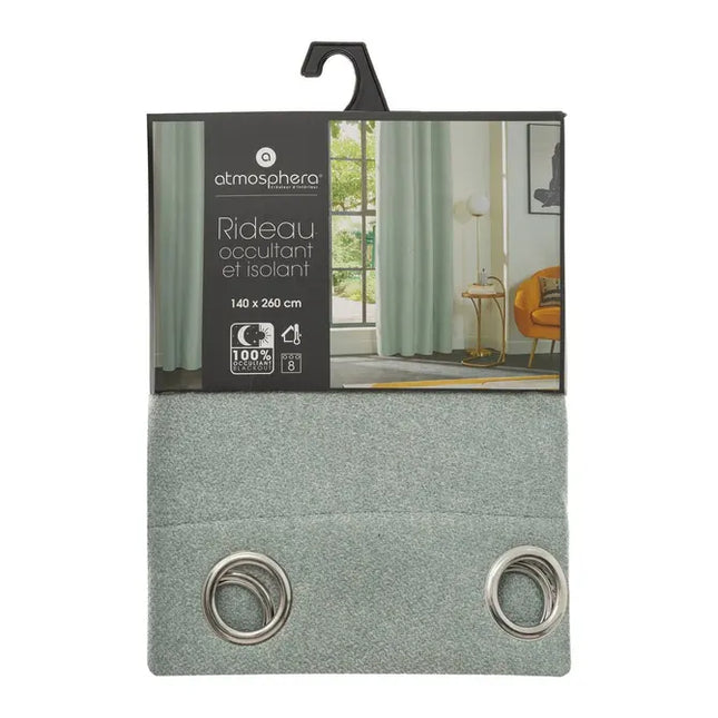 Cortina aislante opaca verde celadón 140x260cm - 188585F