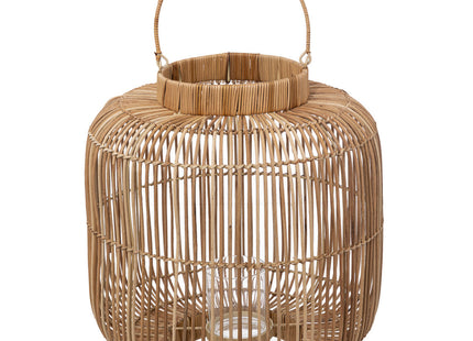 Linterna de ratán y metal portavelas de cristal D38 x A43cm - 189149