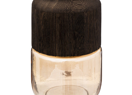 Jarrón de vidrio ámbar y madera A23cm - 189181