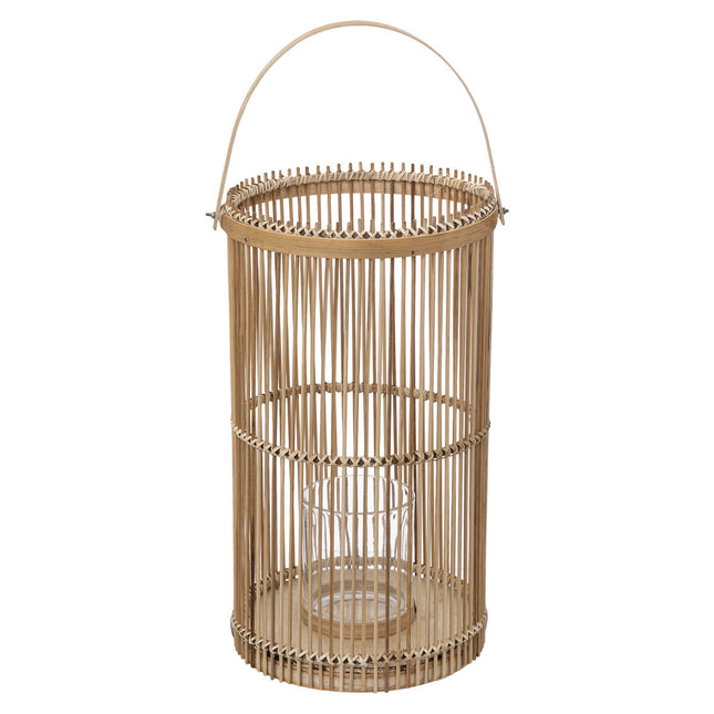 Linterna de bambú y candelabro de vidrio M - 189205