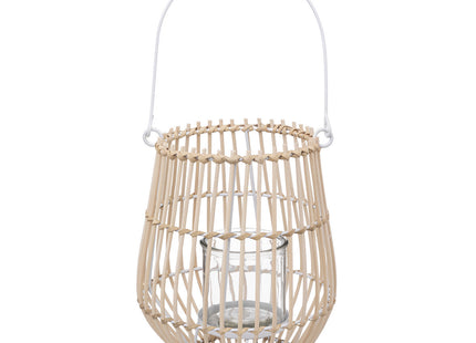 Linterna de mimbre y metal Portavelas de cristal D 18 x A21,5cm - 189208