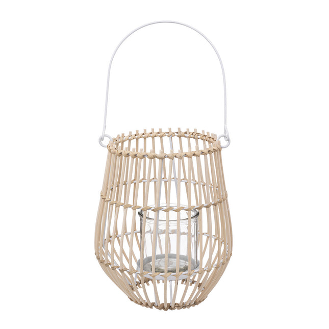 Linterna de mimbre y metal Portavelas de cristal D 18 x A21,5cm - 189208