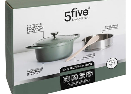 Olla de vapor D24cm de aluminio fundido verde - 189457