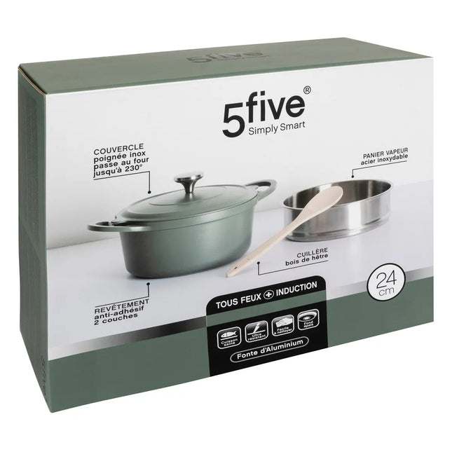 Olla de vapor D24cm de aluminio fundido verde - 189457