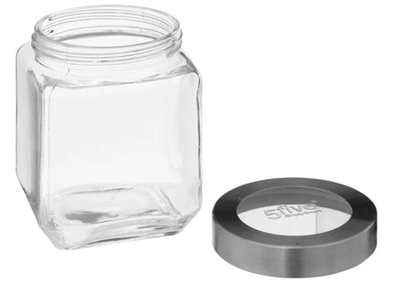 Pote de vidrio "Miro" con tapa contorno de acero 1.2L - 189562