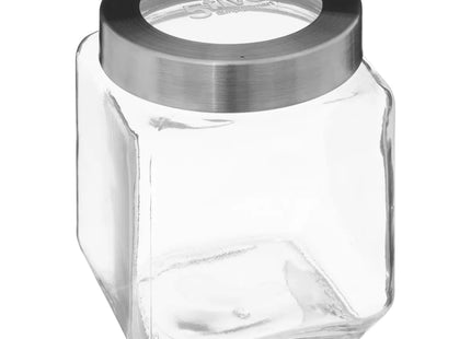 Pote de vidrio "Miro" con tapa contorno de acero 1.2L - 189562