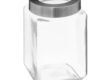 Pote de vidrio "Miro" con tapa contorno de acero 1.6L - 189563