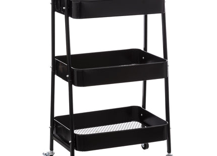 Carrito con ruedas 3 niveles en metal negro A80cm - 189604