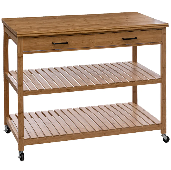 Isla de bambú "Linha" de 2 cajones y 2 niveles - 189606