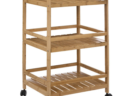 Carrito de bambú de 3 niveles con ruedas A74cm "Linha" - 189638