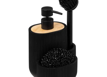 Dispensador de jabón con accesorios 500ml "Blackwood" negro - 189787