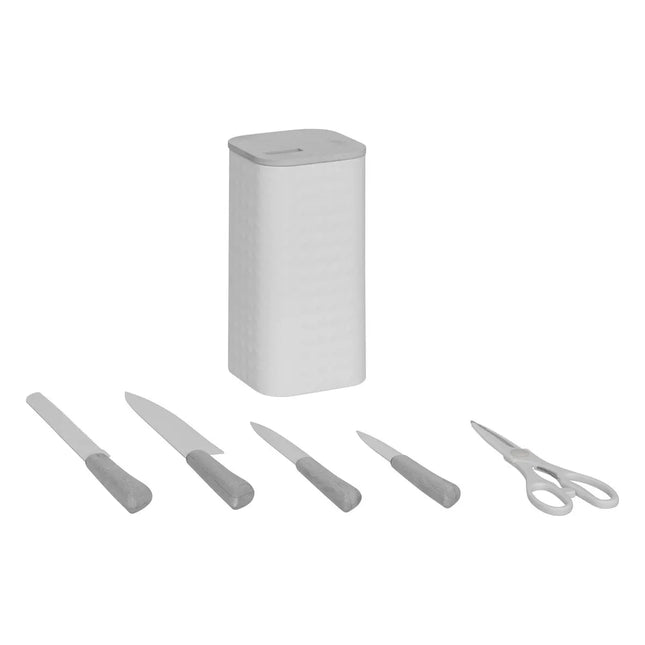 Bloque de 4 cuchillos y tijeras "Sensia" con mangos de bambú - 190134