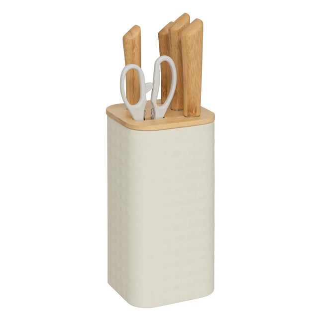 Bloque de 4 cuchillos y tijeras "Sensia" con mangos de bambú - 190134