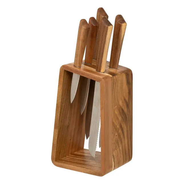 Bloque de cuchillos de 5 piezas de acacia - 190141