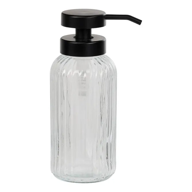 Distribuidor de jabón de vidrio transparente "Black Edition" 500 ml - 190193