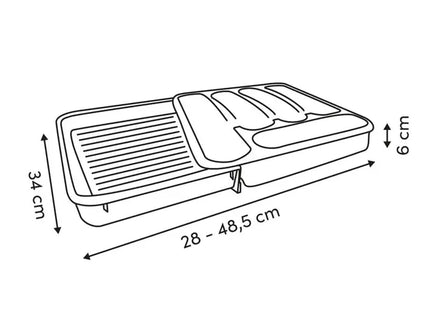 Bandeja extensible de polipropileno para cubiertos con 6 compartimentos - 190268