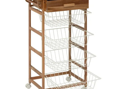 Carrito de servicio de madera de acacia, 50x89 cm, 4 niveles - 190291