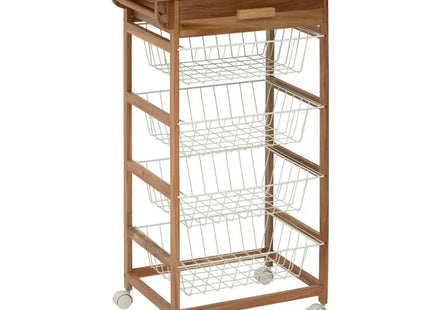 Carrito de servicio de madera de acacia, 50x89 cm, 4 niveles - 190291