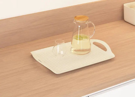Bandeja "Poly" de polietileno de 45,5 x 31,5 cm, color beige, antideslizante - 190315