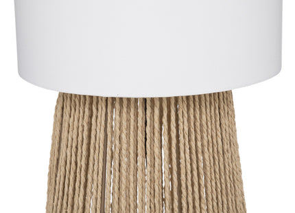 Velador de pie "Aissa" en cuerda beige y pantalla blanca A69cm - 190636
