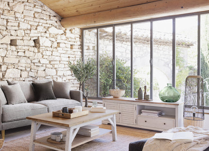 Velador “Anea” en ratán y metal negro A35,5cm - 190642