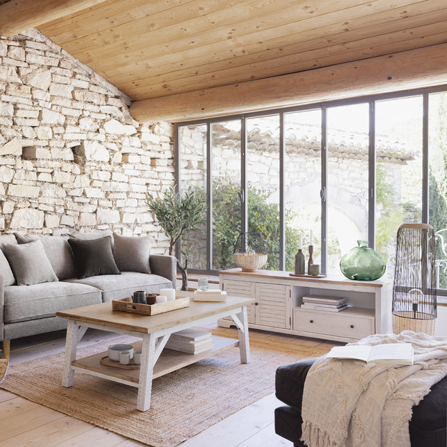 Velador “Anea” en ratán y metal negro A35,5cm - 190642