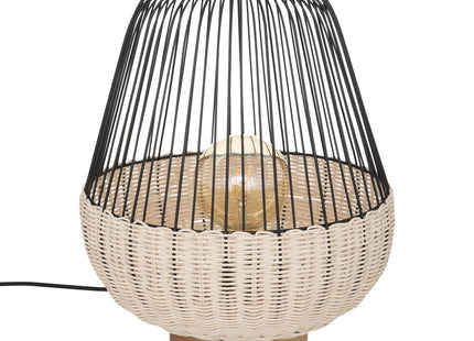 Velador “Anea” en ratán y metal negro A35,5cm - 190642