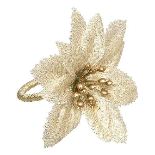 Porta servilleta "Poinsettia" dorado x2  - 191106