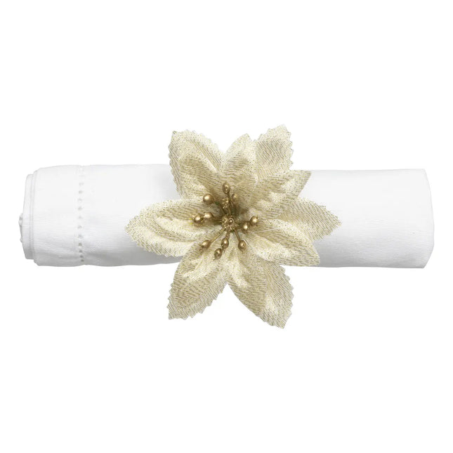 Porta servilleta "Poinsettia" dorado x2  - 191106