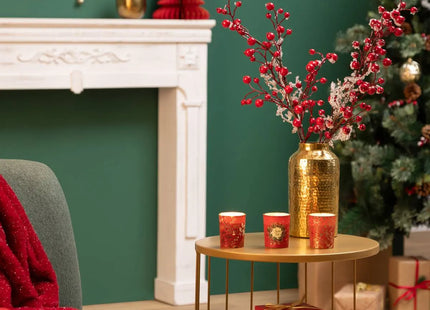 Set de 3 velas perfumadas de 45 gr con tarro de cristal impreso en rojo - 191139