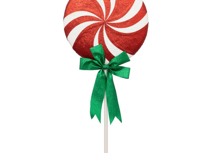 Deco navideño Piruleta de purpurina roja y blanca XL A80cm - 191280