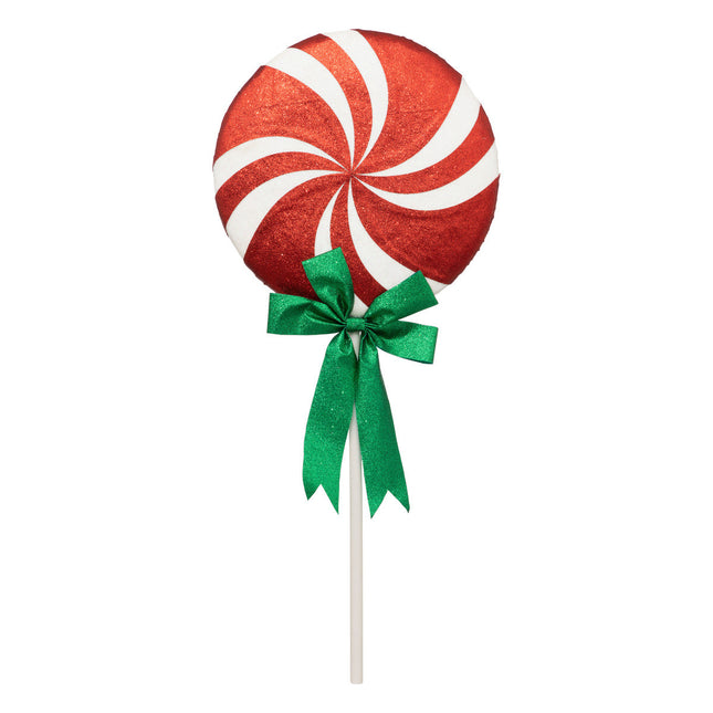 Deco navideño Piruleta de purpurina roja y blanca XL A80cm - 191280