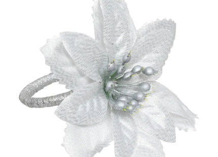 Porta servilleta "Poinsettia" plateado x2  - 191323