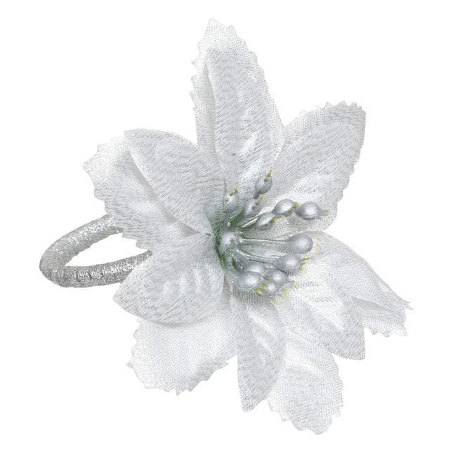 Porta servilleta "Poinsettia" plateado x2  - 191323