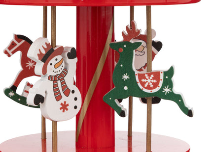 Carrusel musical Papá Noel y Muñeco de Nieve Rojo y Blanco A18cm - 191435