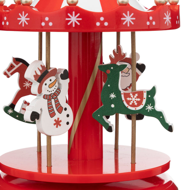 Carrusel musical Papá Noel y Muñeco de Nieve Rojo y Blanco A18cm - 191435