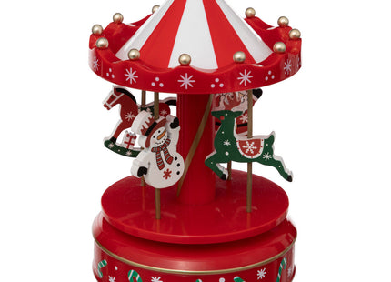 Carrusel musical Papá Noel y Muñeco de Nieve Rojo y Blanco A18cm - 191435