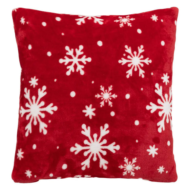 Almohada copo de nieve rojo 40x40cm - 191558
