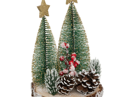 Centro de mesa Rondin con abetos D13cm - 191611