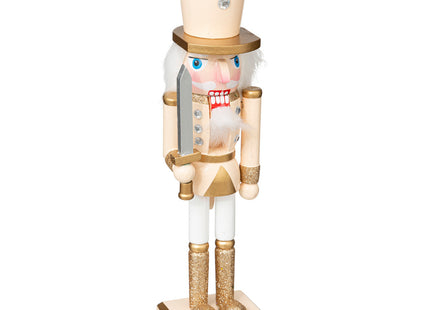 Cascanueces de madera beige y dorada A25cm - 191621