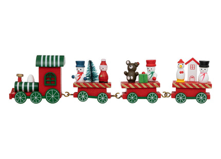 Tren de madera con personajes navideños L24cm - 191634