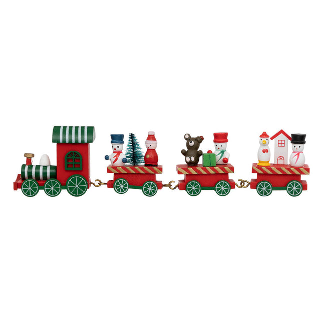 Tren de madera con personajes navideños L24cm - 191634