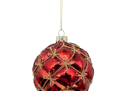 Bola navideña de cristal rojo de 10cm - 191760