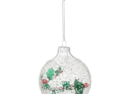 Bola de Navidad "Holly" Interior efecto esmerilado de Cristal D8cm - 191769